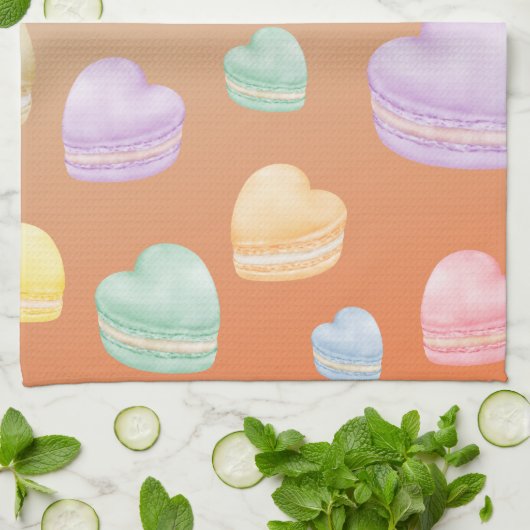 Herz Macarons Geschirrtuch (Gefaltet)