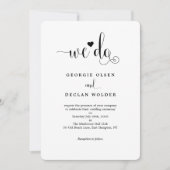 Herz machen wir kalligraphische Hochzeitseinladung Einladung (Vorderseite)