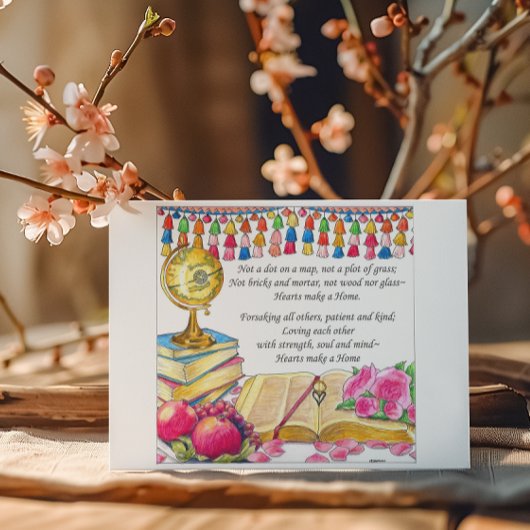 Herz macht eine Zuhause Inspiration Postkarte