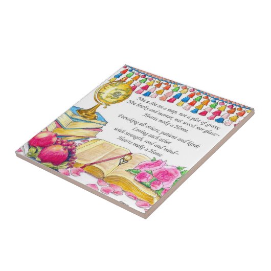 Herz macht eine Zuhause-Tile/ Trivet/ Schmuckbox Fliese (Seite)