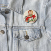 Herz Mädchen Kind Retro Süße Kinder Button (Beispiel)
