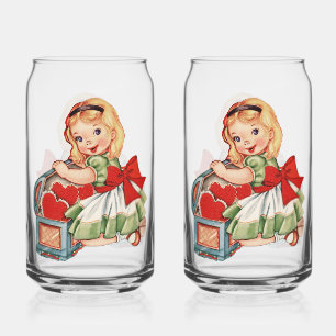 Herz Mädchen Kind Retro Süße Kinder Dosenglas