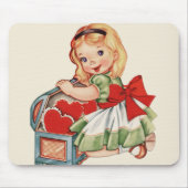 Herz Mädchen Kind Retro Süße Kinder Mousepad (Vorne)