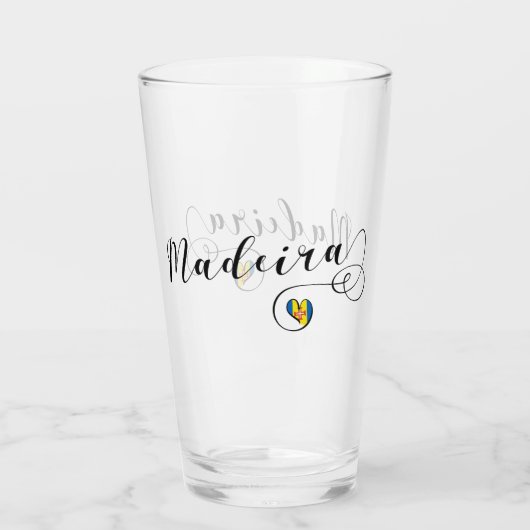 Herz Madeira Flag, I Liebe Madeira, Portugal Glas (Rückseite)