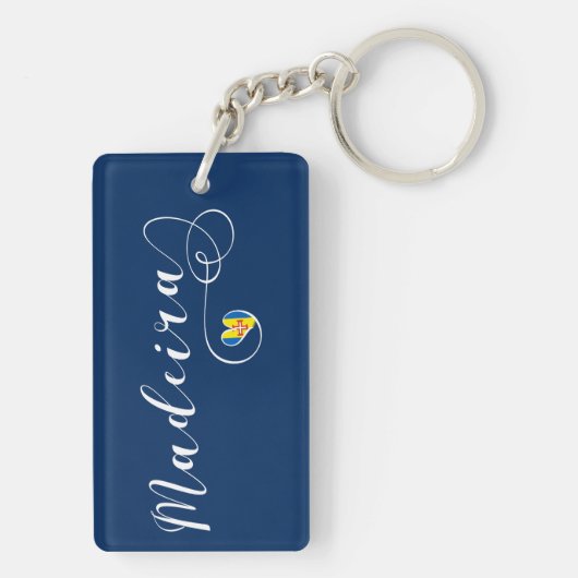 Herz Madeira Flag, I Liebe Madeira, Portugal Schlüsselanhänger (Rückseite)