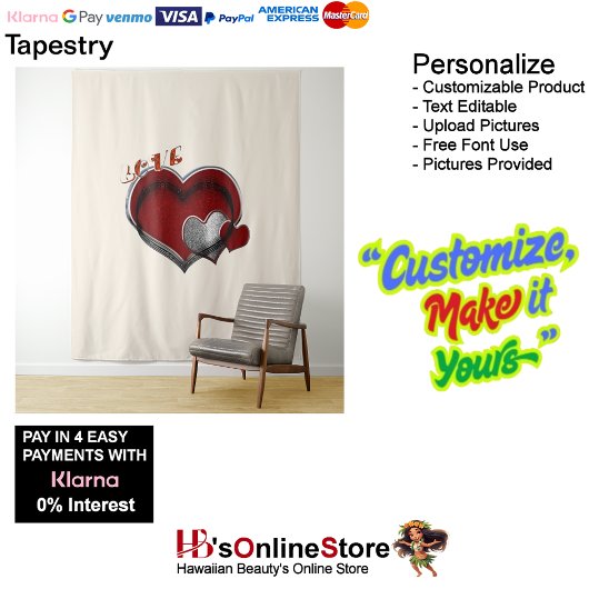 Herz Magic Beige Business Tapestry Extra-Large Wandteppich