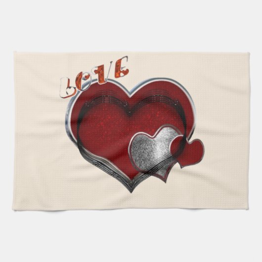 Herz Magic Beige Küchentuch (Horizontal)