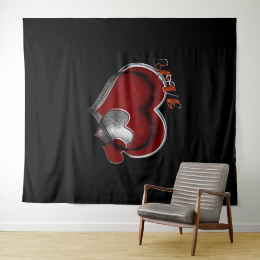 Herz Magic Black Business Tapestry Extra-Large Wandteppich (Beispiel (Horizontal))