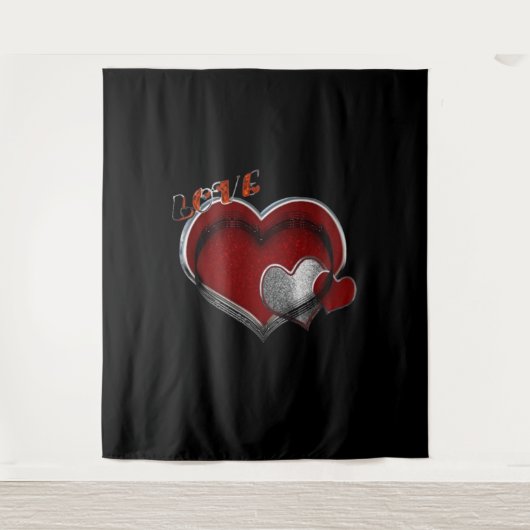 Herz Magic Black Business Tapestry Extra-Large Wandteppich (Vorderseite)