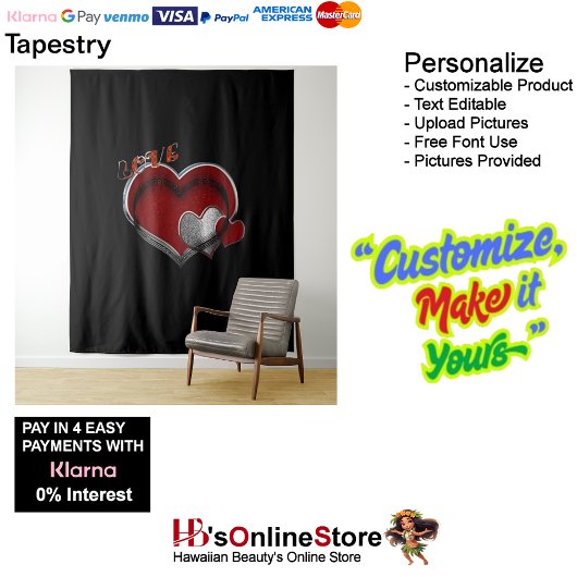 Herz Magic Black Business Tapestry Extra-Large Wandteppich