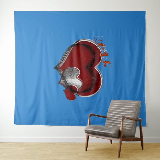 Herz Magic Blue Business Tapestry Extra-Large Wandteppich (Beispiel (Horizontal))