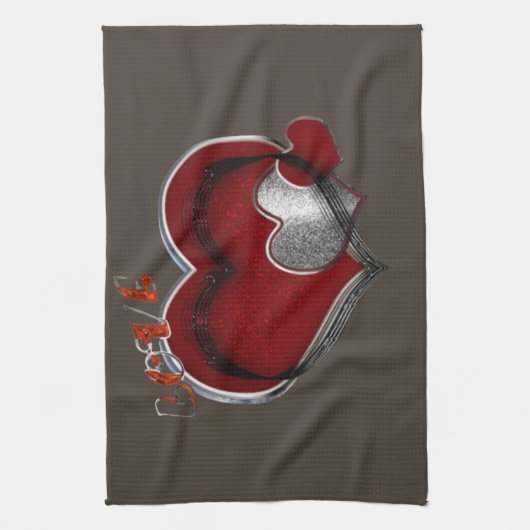 Herz Magic Brown Küchentuch (Vertikal)