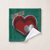 Herz Magic Dark Green Bad Handtuch Set (Waschlappen)