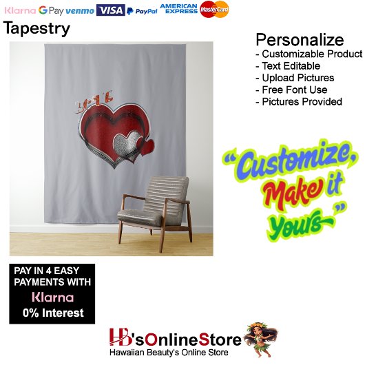 Herz Magic Graue Business Tapestry Extra-Large Wandteppich