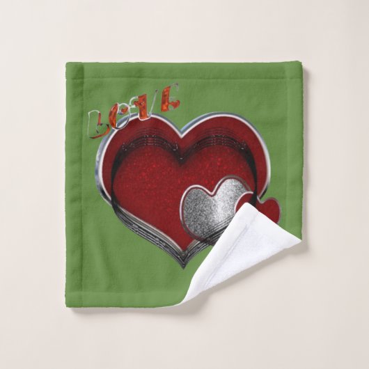 Herz Magic Green Badezimmer Handtuch Set (Waschlappen)