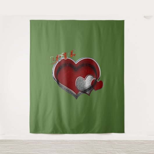 Herz Magic Green Business Tapestry Extra-groß Wandteppich (Vorderseite)