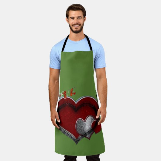 Herz Magic Green Große Schürze (Getragen)