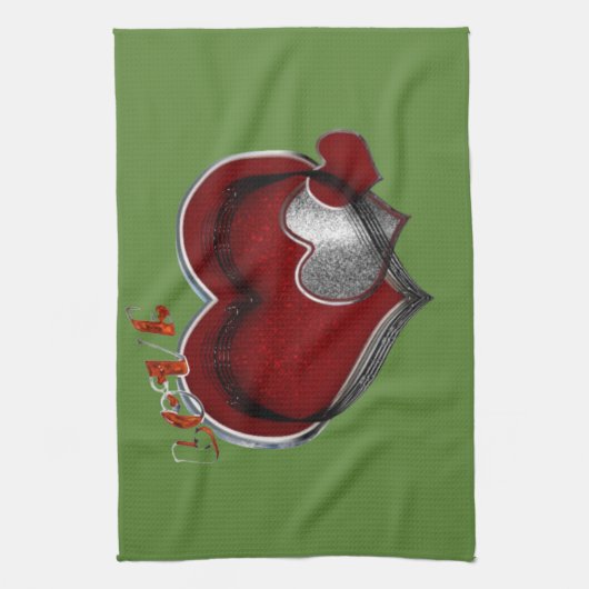 Herz Magic Green Küchentuch (Vertikal)