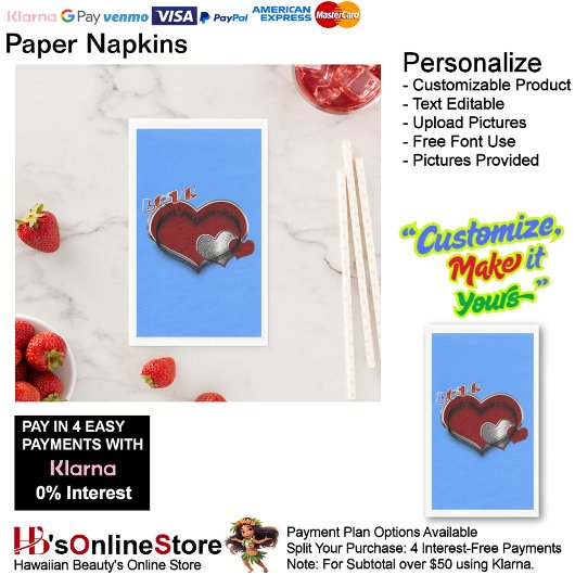 Herz Magic Light Blue Paper Napkin Gast Handtuch Serviette