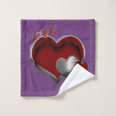 Herz Magic Lila Handtuch Set (Waschlappen)