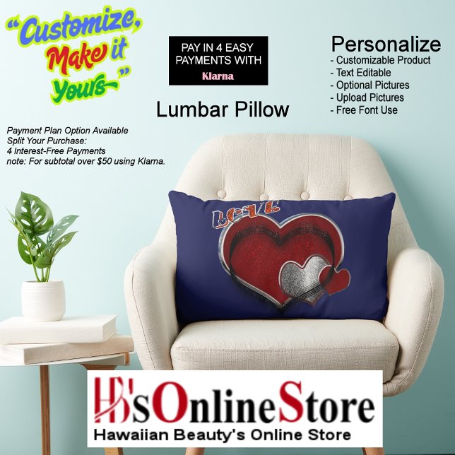 Herz Magic Navy Blue Lumbar Throw Kissen (Heart Magic Navy Lumbar Throw Pillow.)