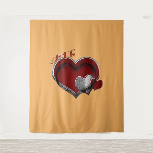 Herz Magic Orange Business Tapestry Extra große Wandteppich (Vorderseite)