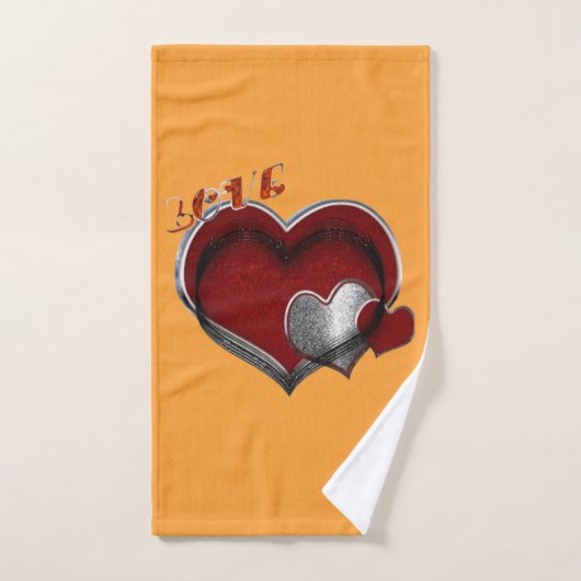 Herz Magic Orange Handtuch Set (Handtuch)