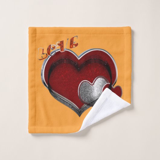 Herz Magic Orange Handtuch Set (Waschlappen)