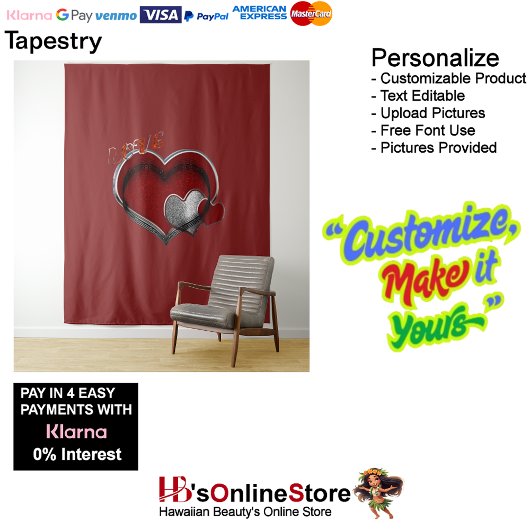 Herz Magic Red Business Tapestry Extra groß Wandteppich