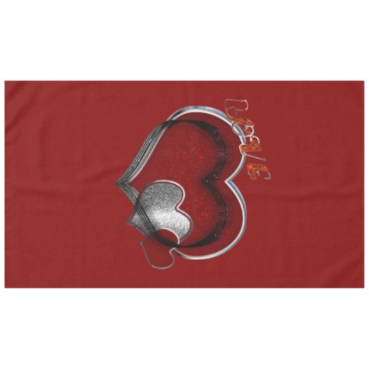 Herz Magic Red Cotton Tableclout Tischdecke (Vorderseite (Horizontal))