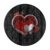 Herz Magic Rund Schwarz Glas Schneidebrett 30,4 cm (Vorderseite)