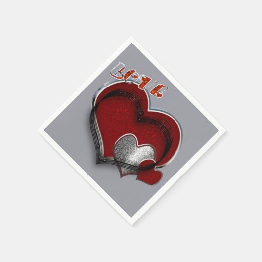 Herz Magic Silver Gray Napkin Standard Cocktail Serviette (Ecke)