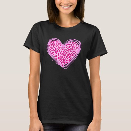 Herz Mama Leopard Print Pink Leopard Muster T-Shirt (Vorderseite)