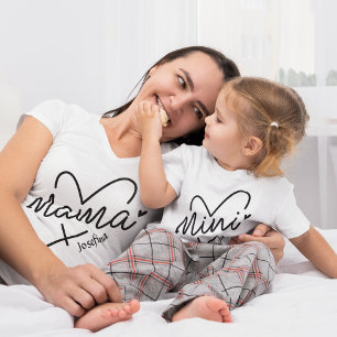 Herz Mama mit individuelle Name-Matching T-Shirt