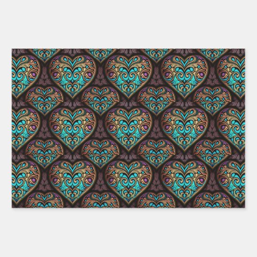 Herz Mandala Geschenkpapier Set (Vorderseite 3)