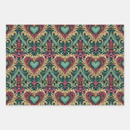 Herz Mandala Geschenkpapier Set (Vorderseite)