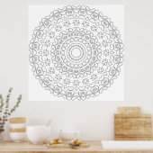 Herz-Mandala-Malvorlage mit Blumenmuster Poster (Küche)