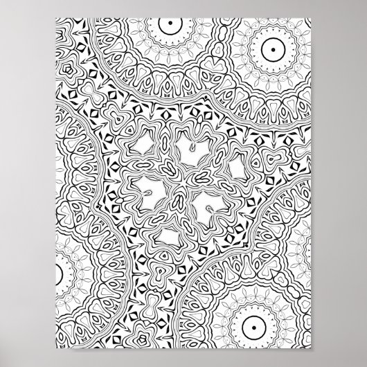 Herz-Mandala-Muster-Malvorlage Detaillierte Kunst Poster (Vorne)