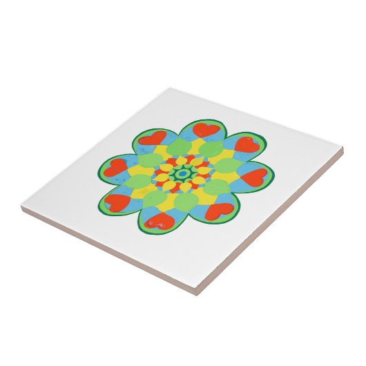 Herz Mandala Watercolor Fliese (Seite)