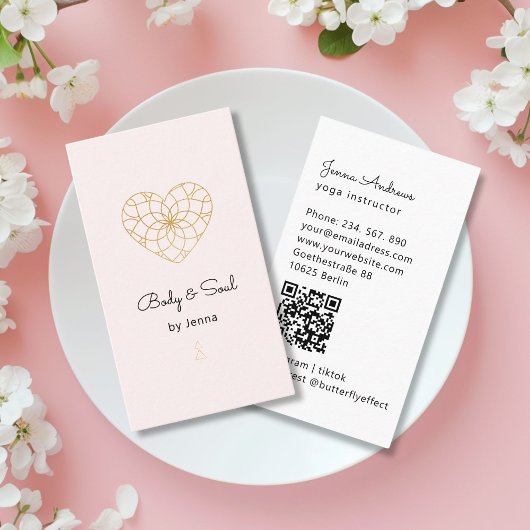 Herz Mandala Yoga Massage Wellness QR Code Visitenkarte