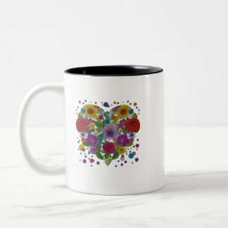 Herz-Mandala-Zweitön-Becher | Boho-Blumen-Kaffeeta Zweifarbige Tasse