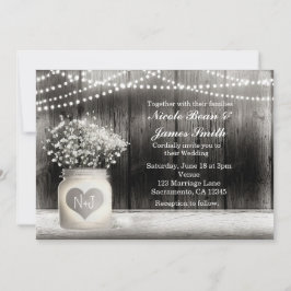 Herz Mason Jar & Gipskraut Rustikale Einladungen