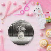 Herz Mason Jar & Gipskraut Rustikale Hochzeit Pappteller (Party)