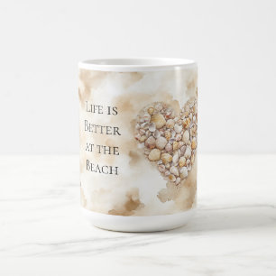 Herz Meer Muscheln Sand Kaffeetasse