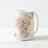 Herz Meer Muscheln Sand Kaffeetasse (VorderseiteRechts)