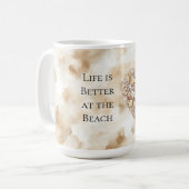 Herz Meer Muscheln Sand Kaffeetasse (Vorderseite Links)