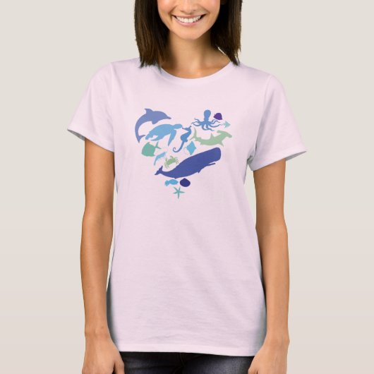Herz-Meereswelt T-Shirt (Vorderseite)