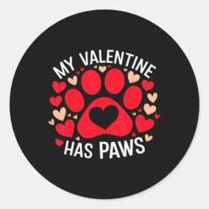 Herz Mein Valentine hat Pfoten Valentinstag Hund P Runder Aufkleber