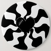 Herz Melt in Schwarz und Weiß Button (Vorderseite)