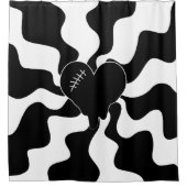 Herz Melt in Schwarz und Weiß Duschvorhang (Vorderseite)